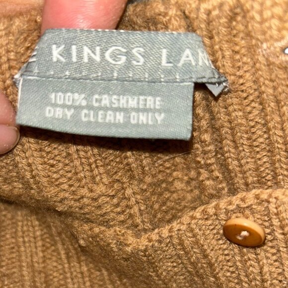The Kings Lane British 100% cashmere camel khaki cable knit pillow cover - Picture 2 of 4